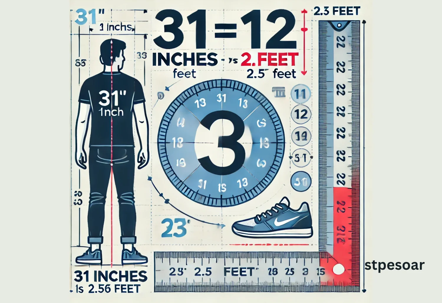 31 inches to feet